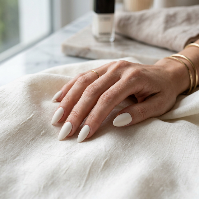 Pantone Cloud Dancer Nails